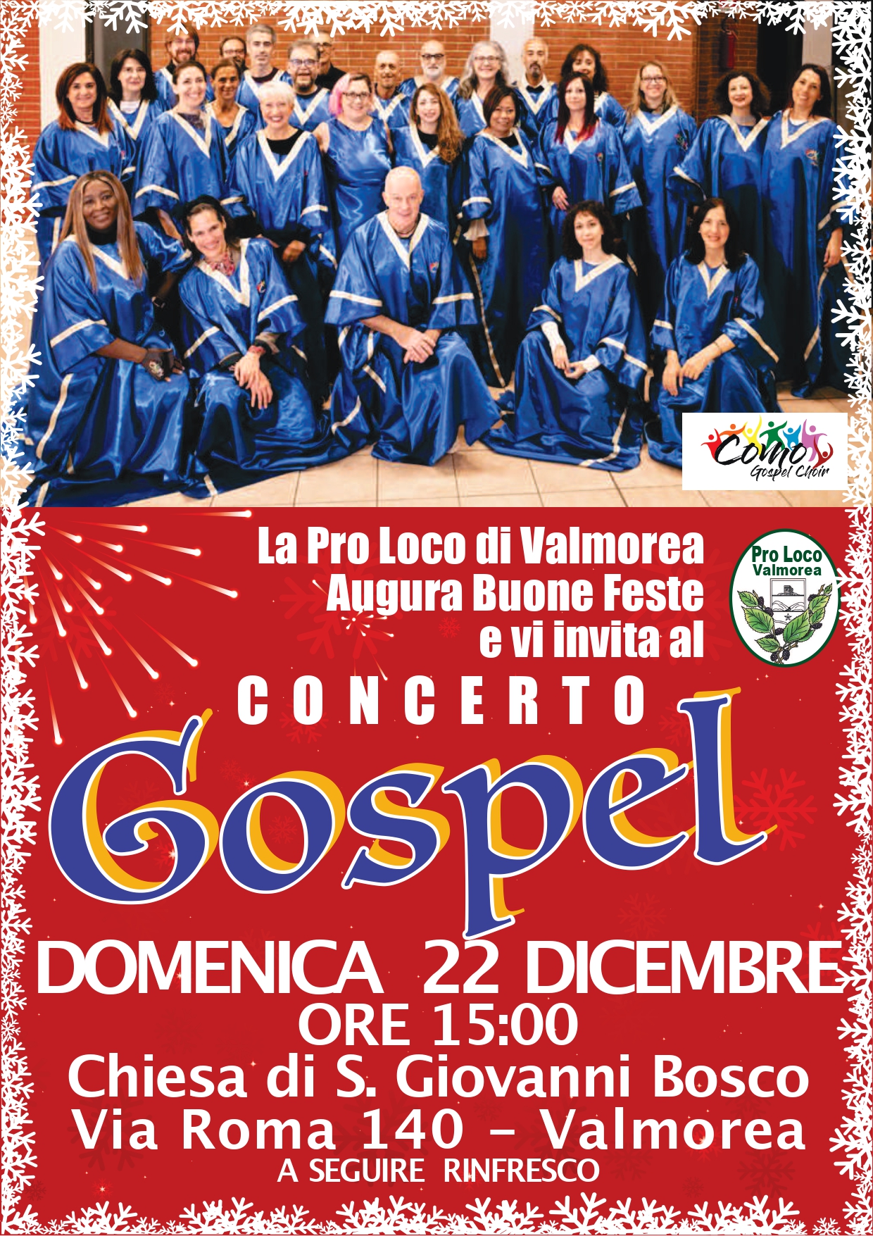 Concerto Gospel - Domenica 22 Dicembre ore 15:00  - Chiesa Caversaccio