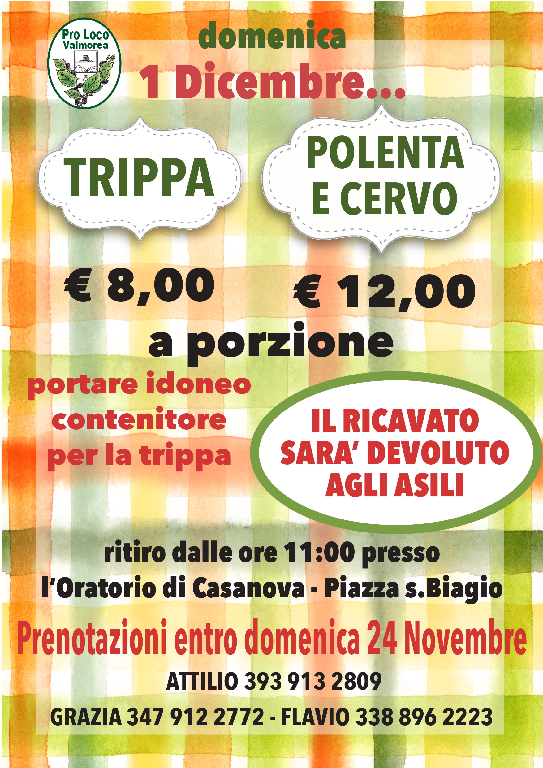 Trippa e polenta e cervo da asporto